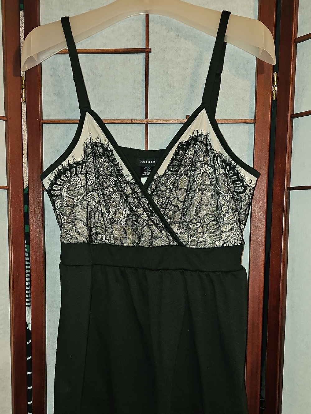 torrid Black Tank with Cream Lined Lace Bodice